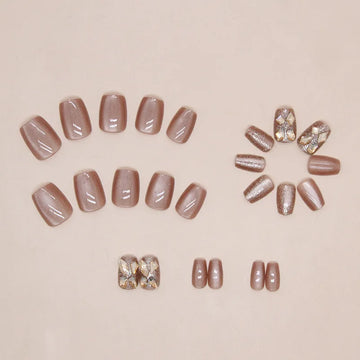 DAIIIBABYYY  -  24 Square Short Fake Nails +1 Nail File +1 Piece of Jelly Glue